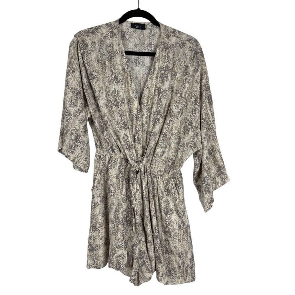 Vici Neutral Tie Waist Kimono Romper - Women’s M